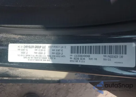 2012 Chrysler 200 Limited z USA, uszkodzony, nr VIN 1C3CCBCB6CN303468